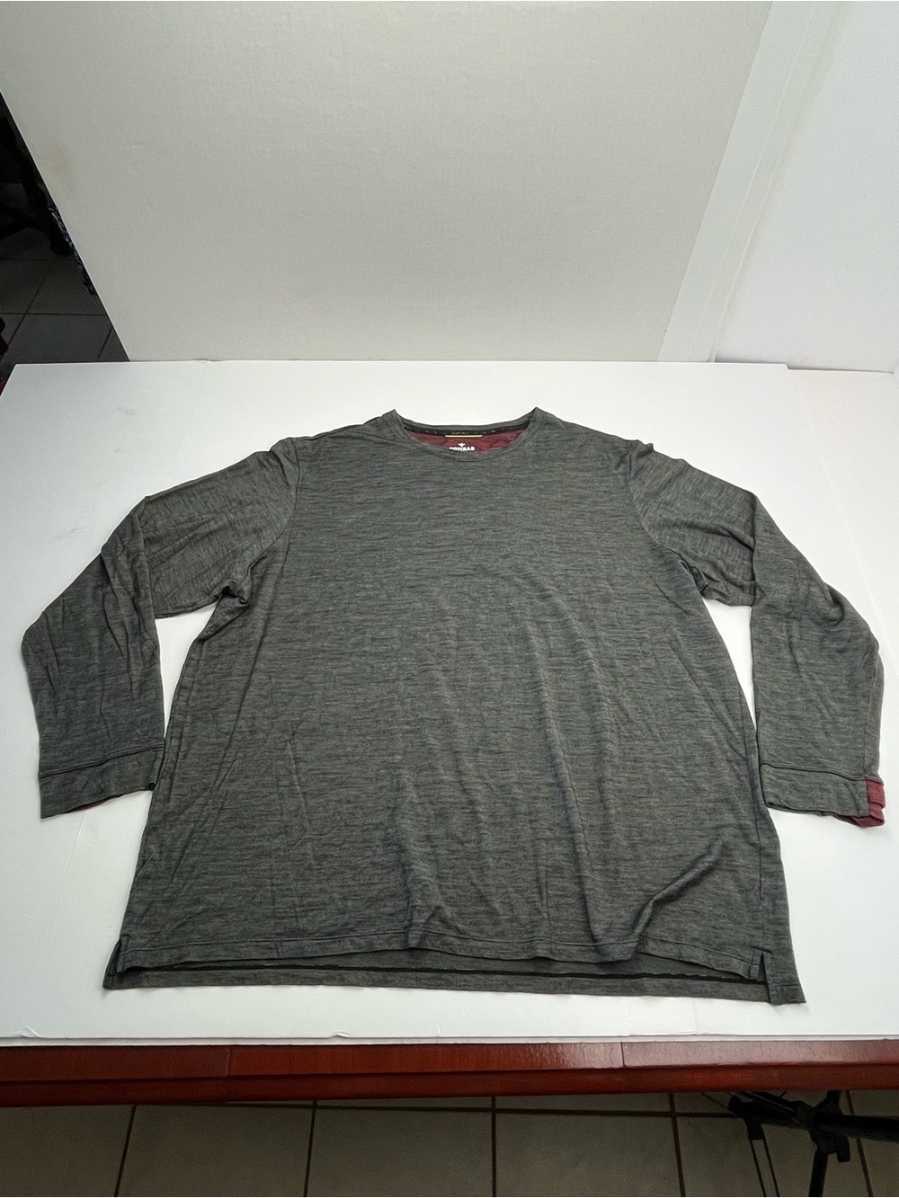 Bombas Grey Gray Men's Long Sleeve Crewneck Shirt Size 3XL Merino Wool Blend